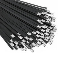 Fasete inox 304 negre 7,9x200 mm, coliere metalice autoblocante rezistente UV pentru cabluri și panouri solare