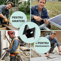 Clema de capat 30 mm aluminiu negru anodizat, fixare panouri solare fotovoltaice M8