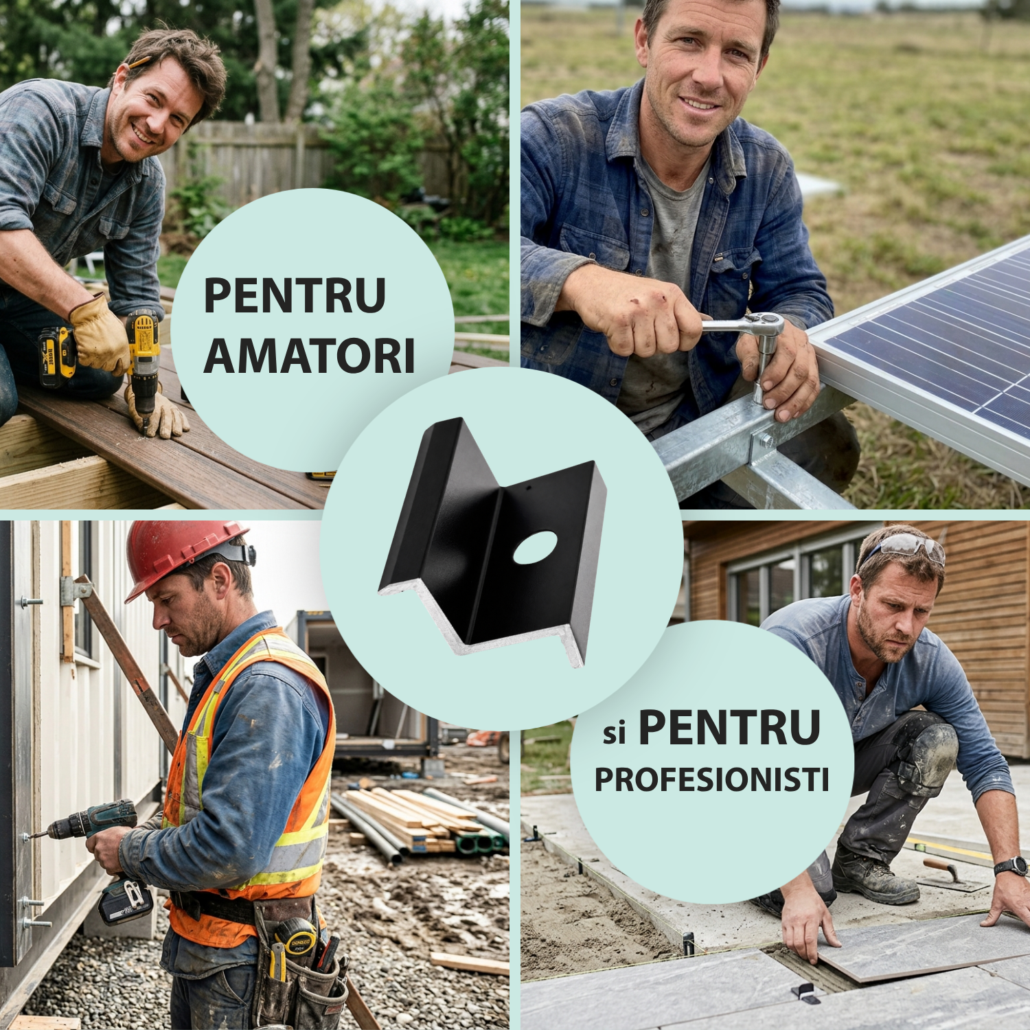 Clema de capat 30 mm aluminiu negru anodizat, fixare panouri solare fotovoltaice M8