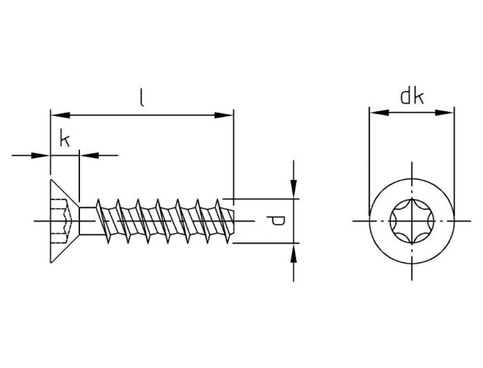 Műanyag csavar süllyesztett fejjel - 3,5 x 20 TX 20 - 500 db
