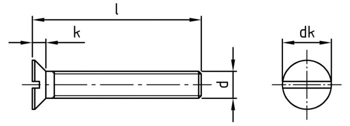 DIN 963 - Süllyesztett fejű hornyolt csavar teljes menettel - M1 x 2 mm - 1000 db.