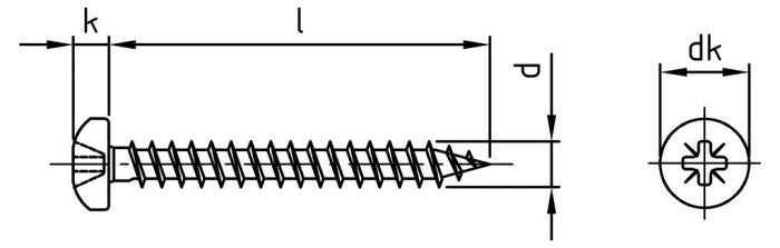 Surub lemn dulgherie cap bombat cruce filet complet - 4,0 x 40 mm - 200 buc.