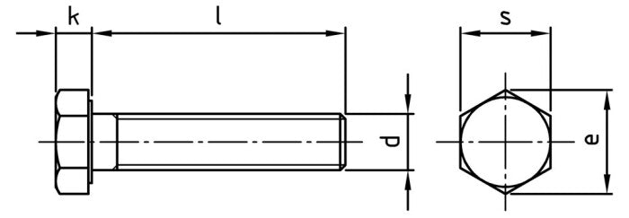 DIN 933 - Teljes menetes hatlapfejű csavar - M30 x 190 mm - 5 db.