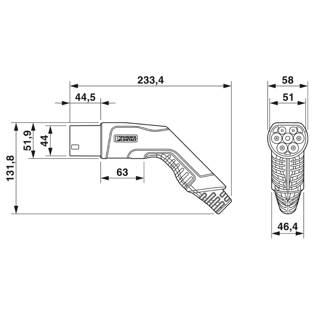 Phoenix Contact CHARX AC töltőkábel elektromos autókhoz, 4m, 26.6 kW, 32A, EV-T2G3PC-3AC32A-4,0M6,0ESBK01