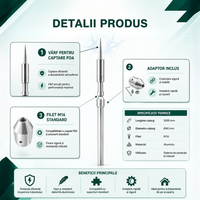 Catarg aluminiu 3000mm cu Adaptor cu filet M16 pentru PDA