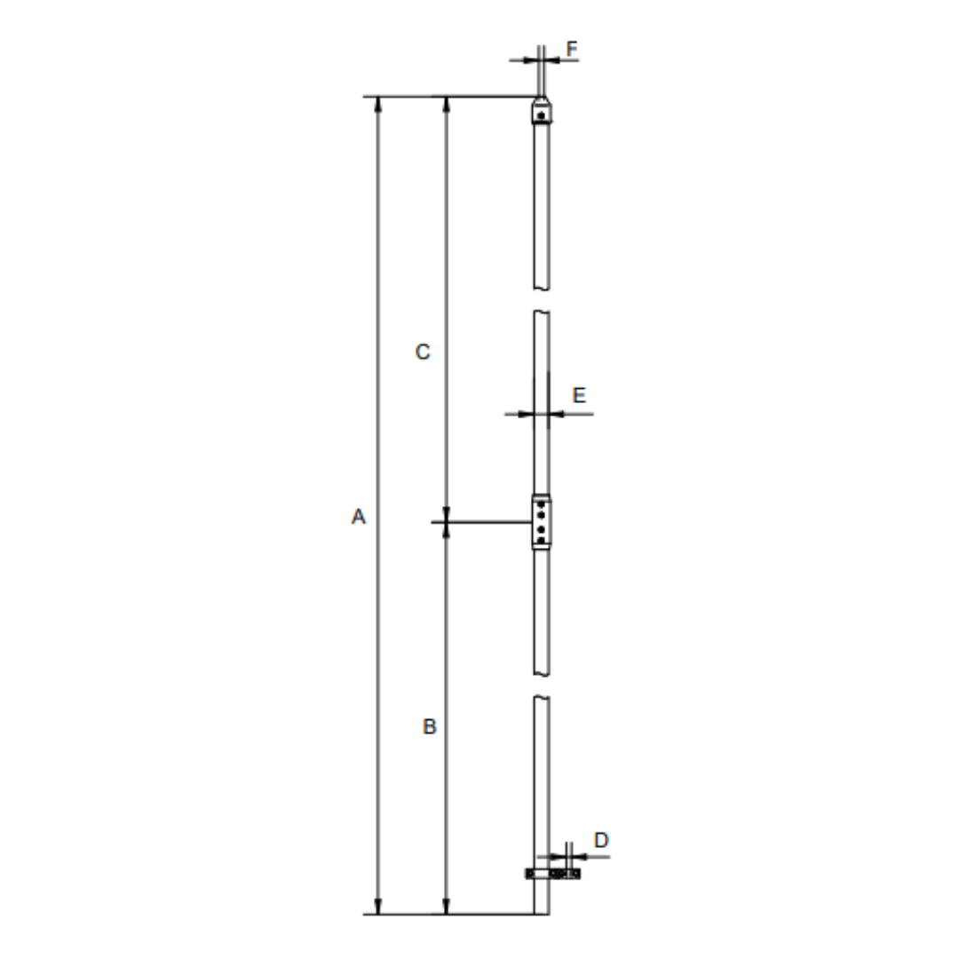 Catarg aluminiu 3000mm cu Adaptor cu filet M16 pentru PDA