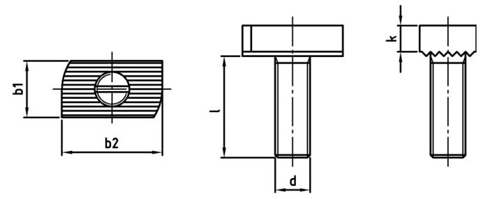 Kalapácsfejes T-csavar 41/22 vízszintesen hornyolt profilhoz - M12 x 50 mm - 100 db.