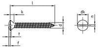 DIN 7973 - Keresztfejes, süllyesztett önmetsző csavar - C 4,8 x 22 mm - 1000 db
