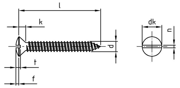 DIN 7973 - Kereszthornyos, kúpos fejű önmetsző csavar - C 4,8 x 13 mm - 1000 db