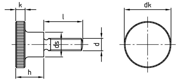 DIN 464 - Recézett fejű állítócsavar, teljes menet, magas forma - M4 x 8 mm - 50 db