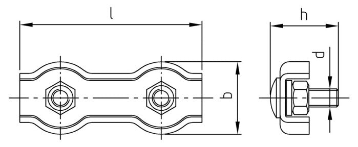 Clema dubla pentru strangere cablu metalic - 10 mm - 5 buc. - Admira Distribution