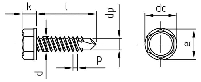 ISO 15480 – Hatlapfejű önfúró csavar karimával, K típus – 6,3 x 75 mm – 200 db