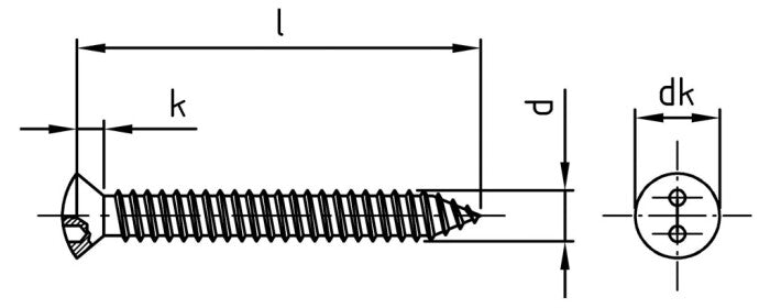 Betörésbiztos biztonsági csavar, 2 lyukú, süllyesztett, domború fejű - C 4,8 x 13 SP10 - 100 db.