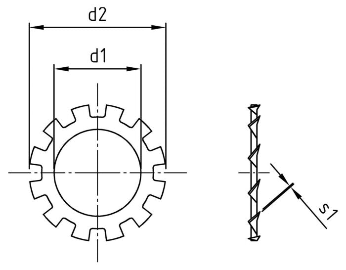 DIN 6797 - Rugós alátét, külső fogazású, A típus - 31,0 mm - 100 db.