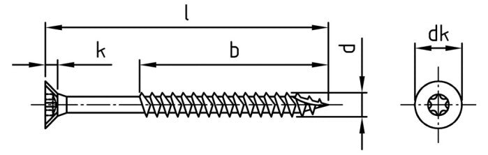 Csavar fa tetőszerkezethez OSB önfúró süllyesztett fejjel részmenetes négyszögletes Quadra-Speed - 4,0 x 40/24 TX 20 - 200 db