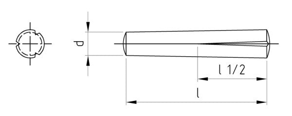 DIN 1472 - Stift cilindric cu nervura conica partiala - 10 x 80 mm - 25 buc. - Admira Distribution