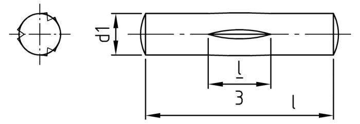 DIN 1475 - Stift cilindric cu nervura centrala - 6 x 70 mm - 100 buc. - Admira Distribution