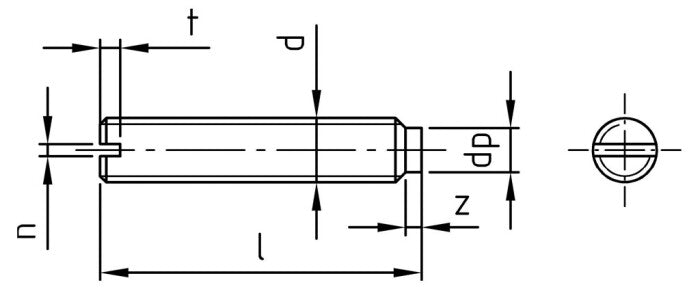 DIN 417 - Stift filetat cu crestatura varf cilindric - M 8 x 8 mm - 100 buc. - Admira Distribution