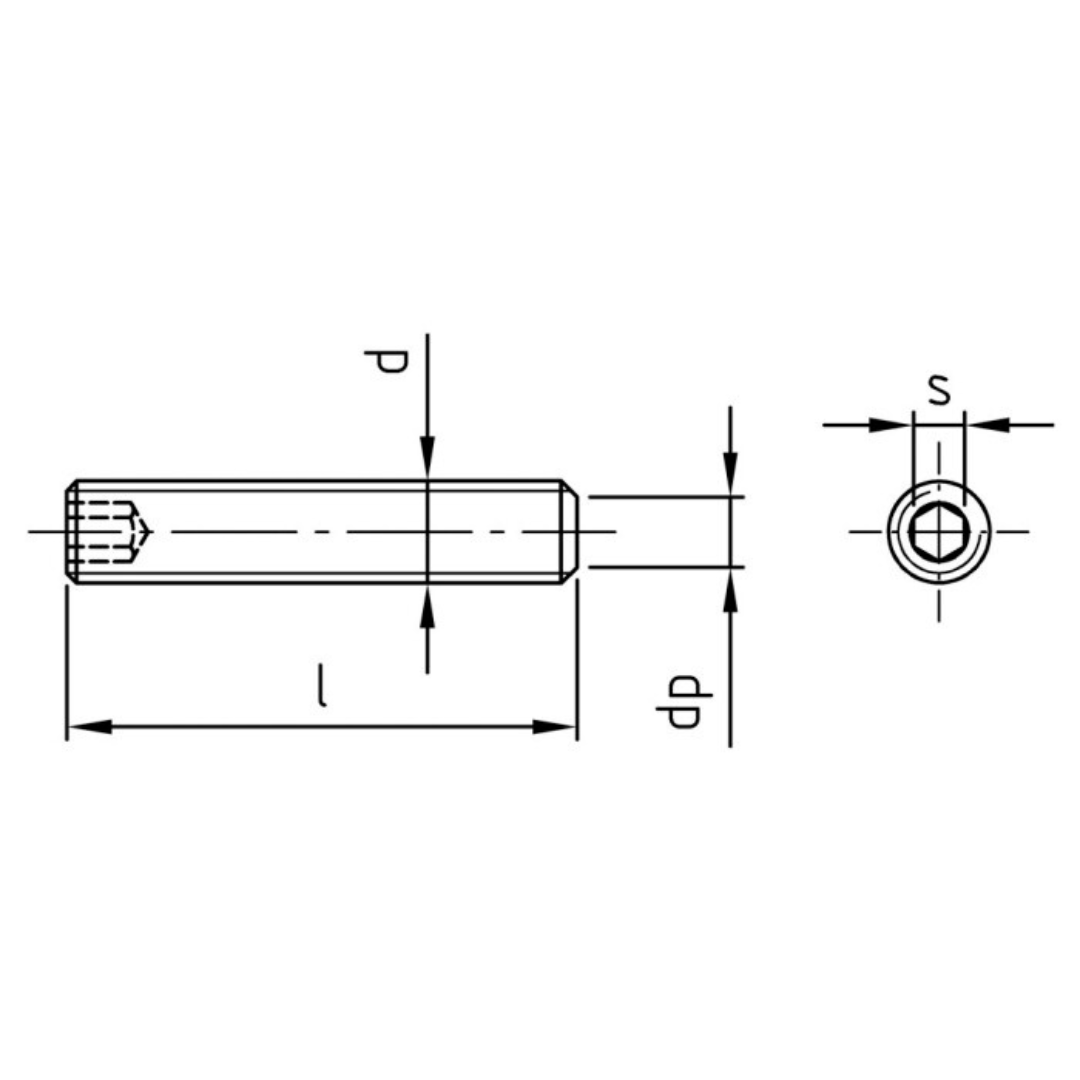 DIN 913 / ISO 4026 - Stift filetat cu locas hexagonal imbus varf plat - M 8 x 70 mm - 200 buc. - Admira Distribution