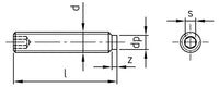 DIN 915 / ISO 4028 - Stift filetat cu locas hexagonal varf cilindric - M 12 x 18 mm - 100 buc. - Admira Distribution
