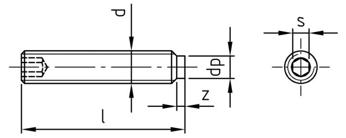 DIN 915 / ISO 4028 - Stift filetat cu locas hexagonal varf cilindric - M 5 x 25 mm - 200 buc. - Admira Distribution