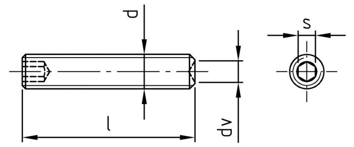 DIN 916 / ISO 4029 - Stift filetat cu locas hexagonal varf concav - M 10 x 80 mm - 100 buc. - Admira Distribution