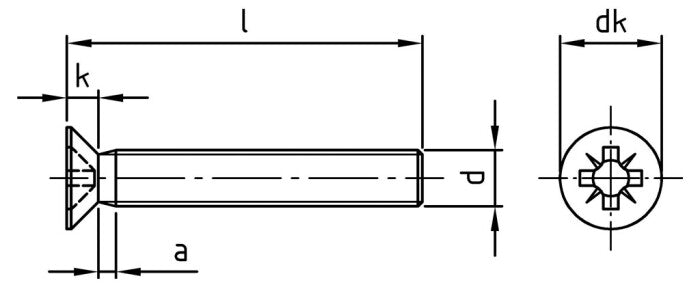 DIN 965 – Keresztfejes süllyesztett csavar – M4 x 45 mm – 500 db.