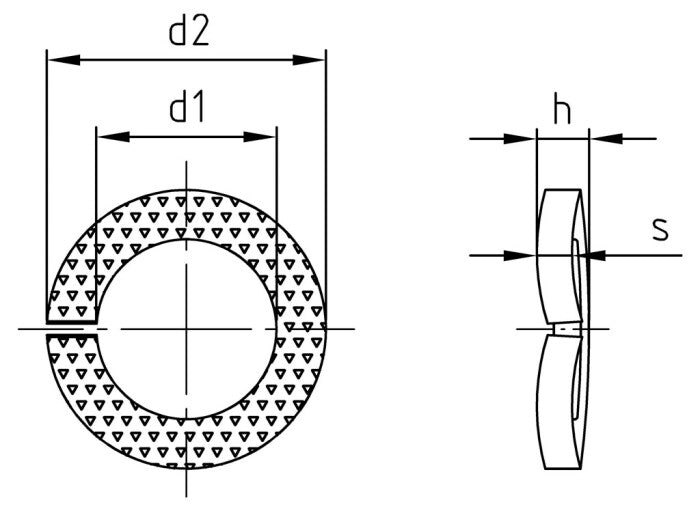 Hullámos, fogazott biztonsági alátét bevágással - M24 - 50 db