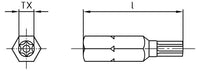 Bit siguranta pentru surub cap stea - 1/4" x 25 TX - PIN 55 mm