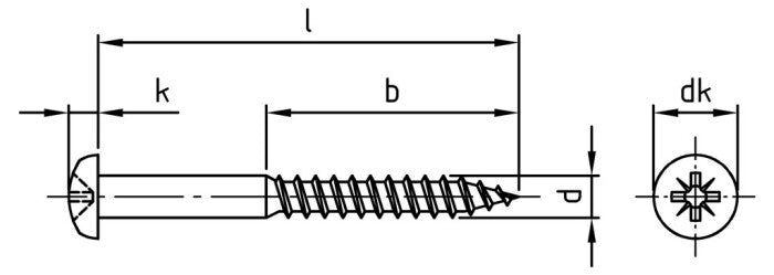 DIN 7996 - Surub lemn dulgherie cap bombat cruce filet partial - 3,0 x 35 Z mm - 200 buc.