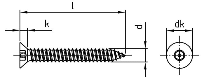 Biztonsági imbusz csavar + stift süllyesztett fejjel - C 4,8 x 16 HEX - PIN 3 mm - 100 db.