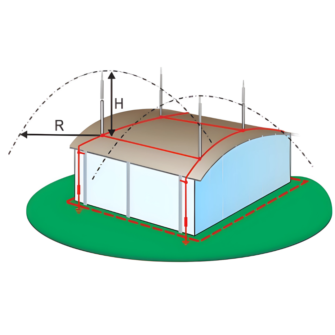 PDA Omega-X villámhárító, rozsdamentes acél gyújtószerkezettel, 25 / 35 / 45 / 60 µs