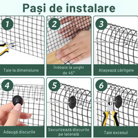 Plasa de protectie panouri fotovoltaice anti pasari, otel zincat 20cm L=30 m cu sistem de fixare inclus