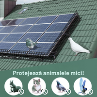 Plasa de protectie panouri fotovoltaice anti pasari, otel zincat 20cm L=30 m cu sistem de fixare inclus