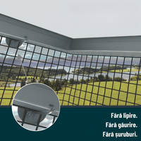 Plasa de protectie panouri fotovoltaice anti pasari, otel zincat 20cm L=30 m cu sistem de fixare inclus