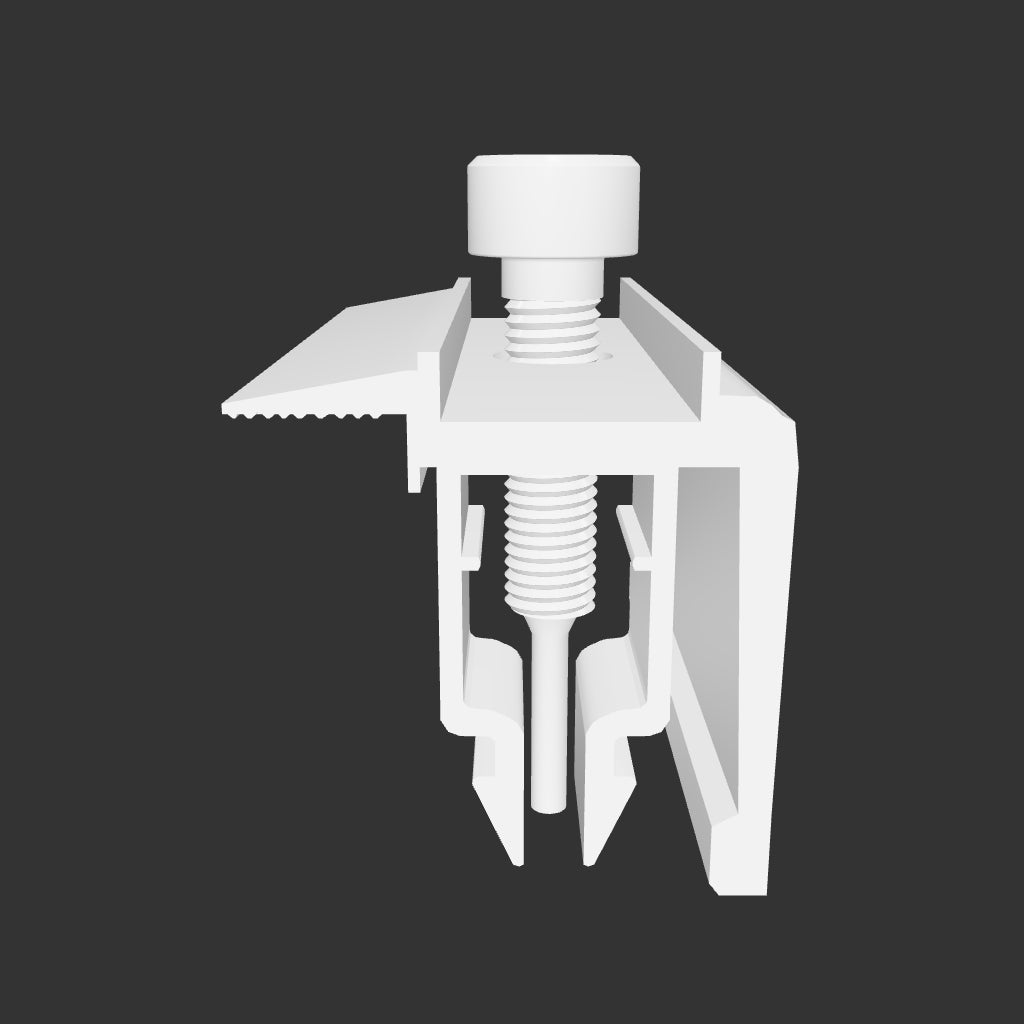 Clemă de capat universala 30-40mm rapida cu pin împământare pt. profil H 40x40mm, fixare panouri solare fotovoltaice