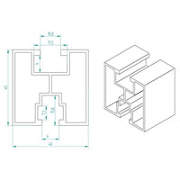 Profil aluminiu anodizat tip H 40x40 mm pentru suport panou solar fotovoltaic