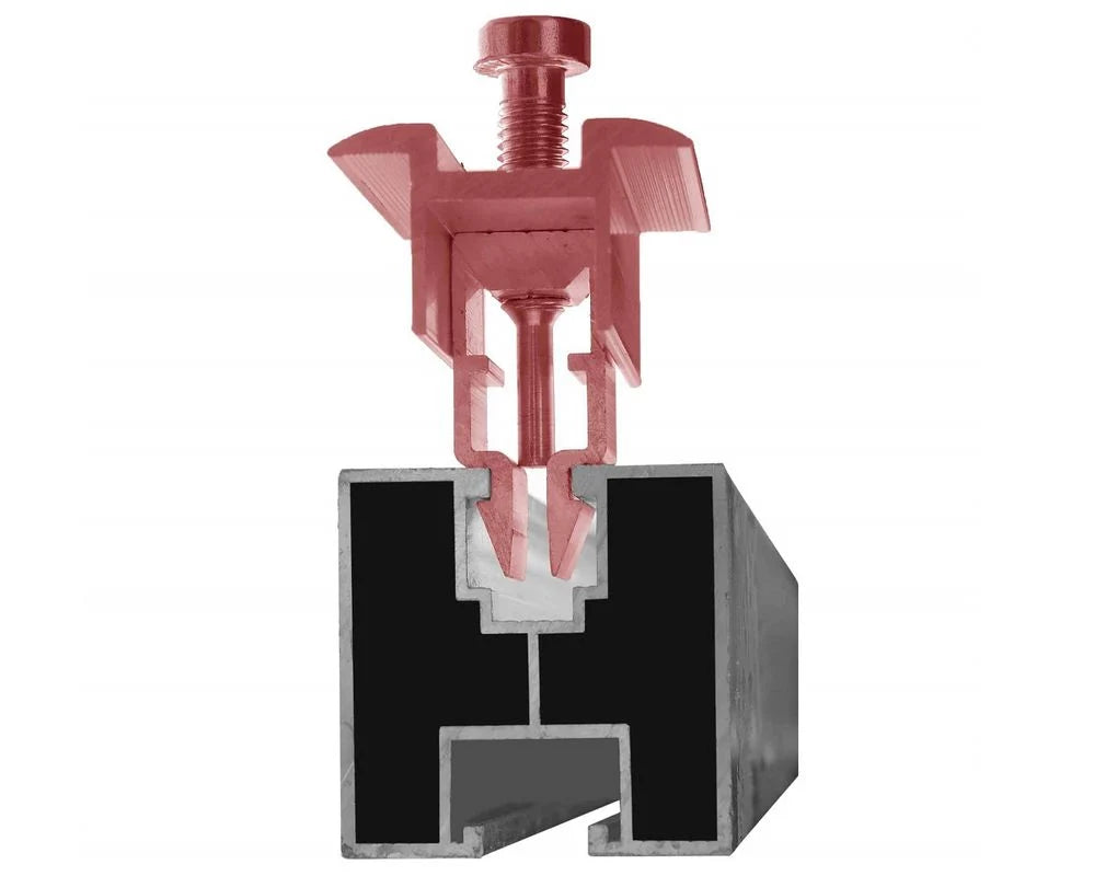 Univerzális gyors középső szorító 30-40mm földelő stifttel H 40x40mm profilhoz, napelem rögzítéshez