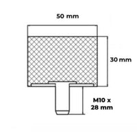 D típusú gumi rezgéscsillapító bak 50/30 M10x28mm csavarral
