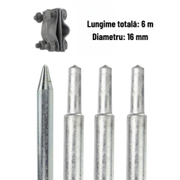 Földelő cövek elektróda készlet 16x1500 mm + szalagkábel csatlakozó