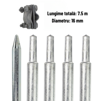 Földelő cövek elektróda készlet 16x1500 mm + szalagkábel csatlakozó