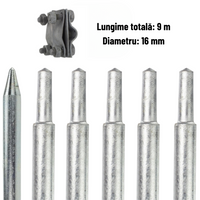 Földelő cövek elektróda készlet 16x1500 mm + szalagkábel csatlakozó