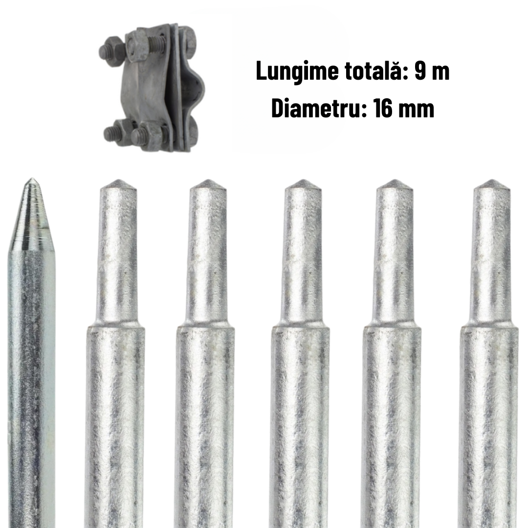 Földelő cövek elektróda készlet 16x1500 mm + szalagkábel csatlakozó