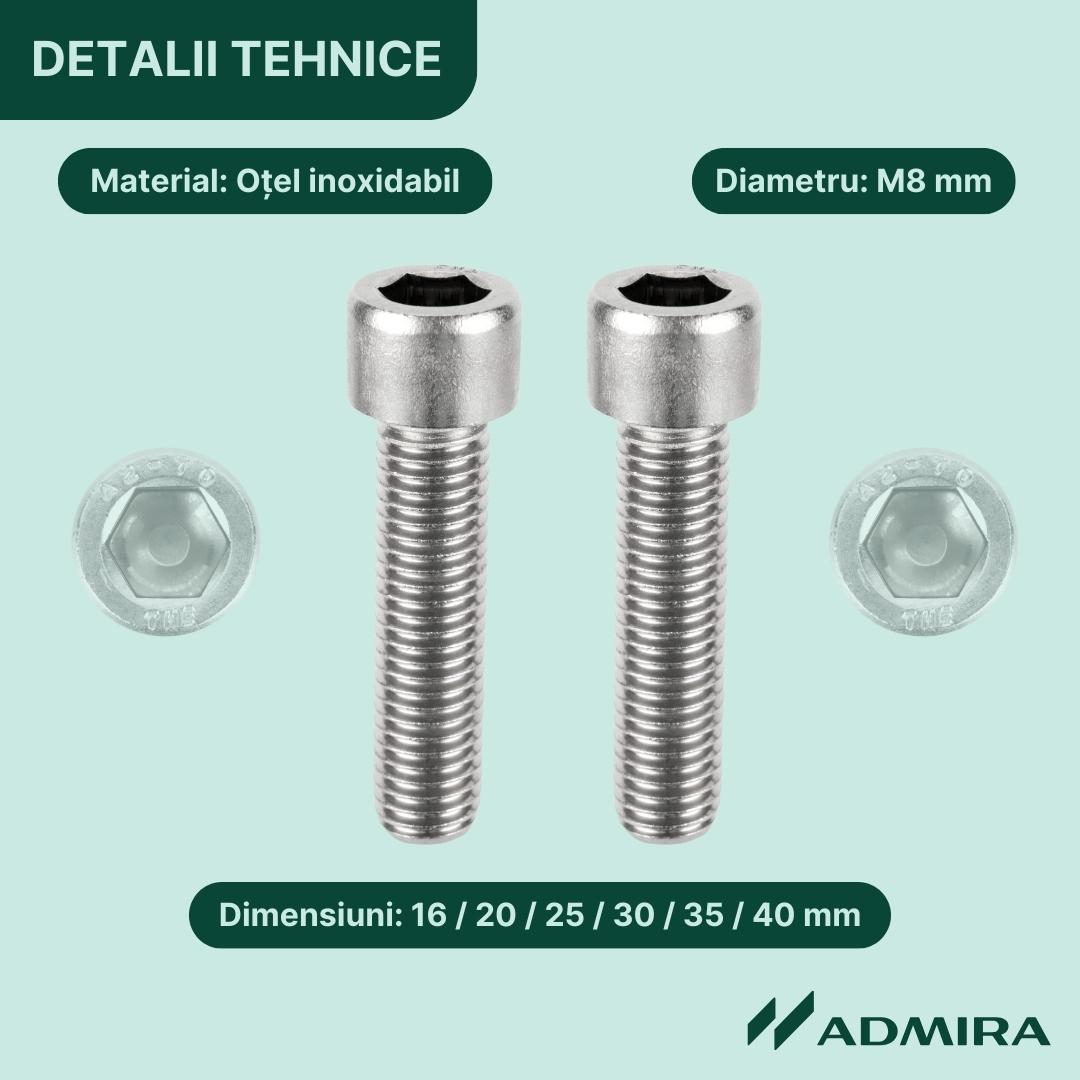 Surub cap cilindric imbus M8 M10 M12 DIN 912 ISO 4762