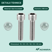 Surub cap cilindric imbus M8 M10 M12 DIN 912 ISO 4762