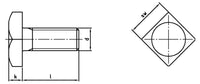 Négyszögfejű csavar M10x25mm, SW17, A2 (304)-70 rozsdamentes acél, FP